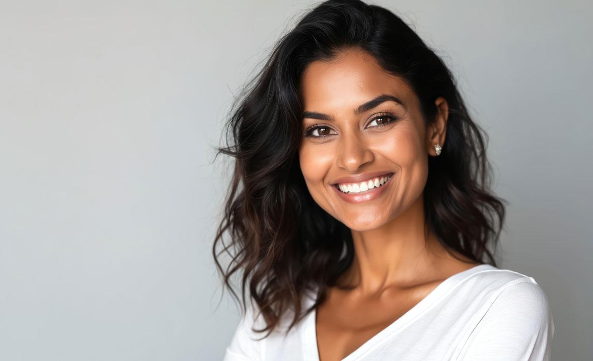 woman with a lovely smile after a smile makeover at El Cerro Dental