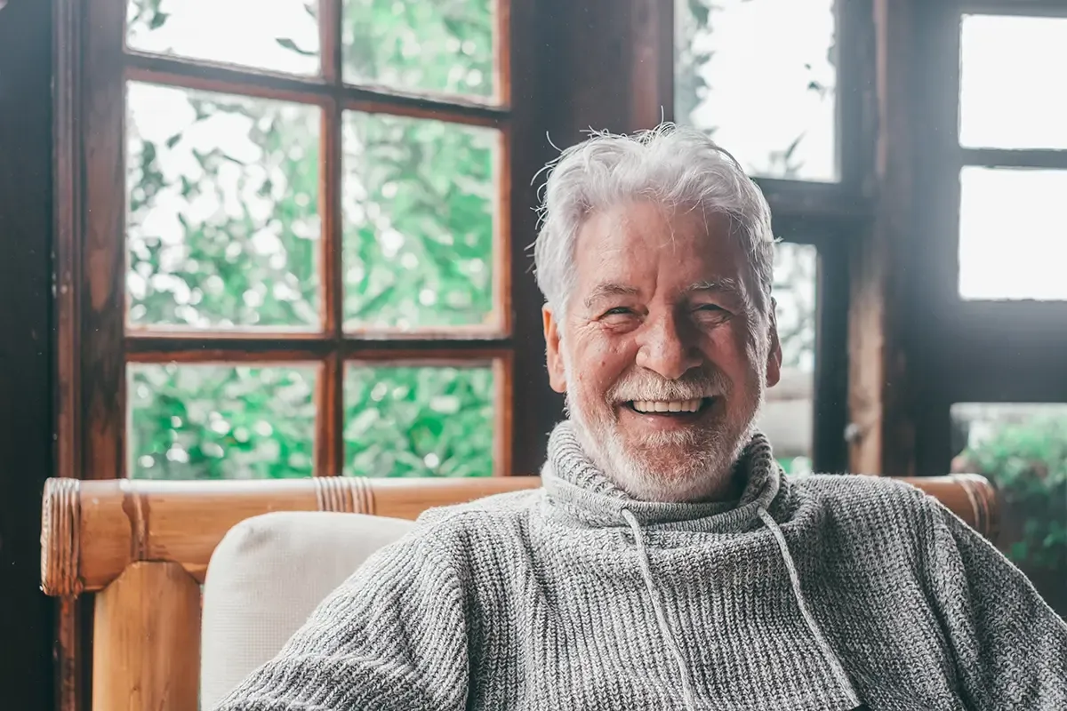aging man with good oral health from El Cerro Dental in Danville